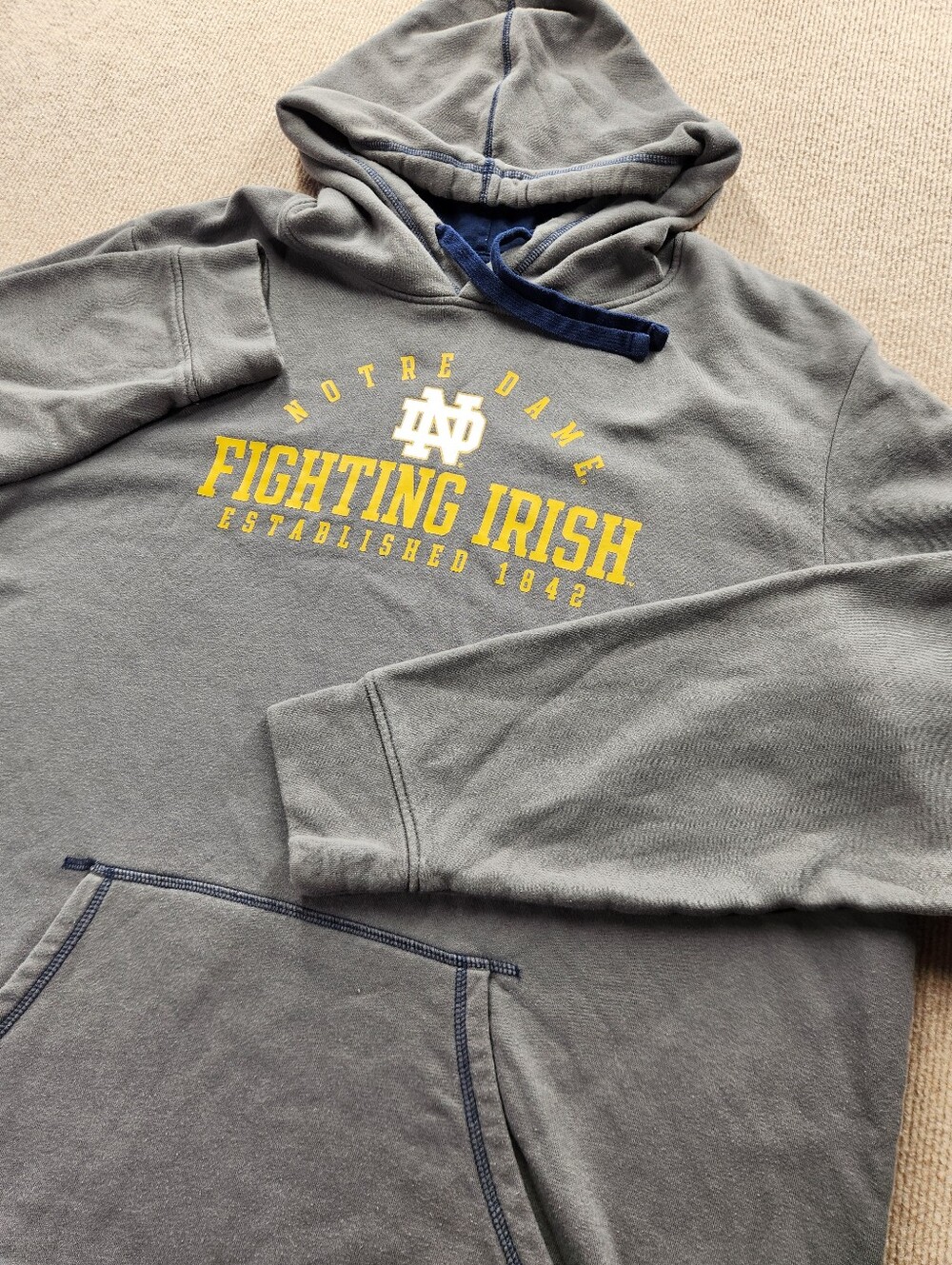 Fanatics Notre Dame Fighting Irish Men's 2XL Gray Pullover Hoodie Sweatshirt